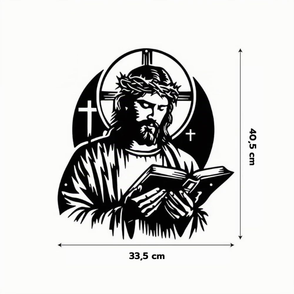 MONTY SOUL Arte Murale in Metallo di Gesù Cristo – Decorazione Religiosa da Parete in Ferro Battuto Pregiato – Arredo Sacro per Casa, Chiesa – Idea Regalo per Natale e Pasqua (Bibbia 33,5 x 40,5 cm)