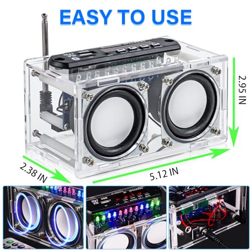Image of Diymore DIY Bluetooth Speaker Kit Radio Soldering Practice Kit,Dual Speakers & Remote Control,for TF /AUX /Bluetooth /USB Support,for Home and School Education Gifts for Women Men Mom Kids