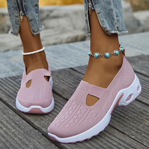 Women Knit Mesh Orthopedic Shoes Slip-On Air Cushion Walking Shoes Lightweight Breathe Arch Support Anti-Skid Sports Loafers3