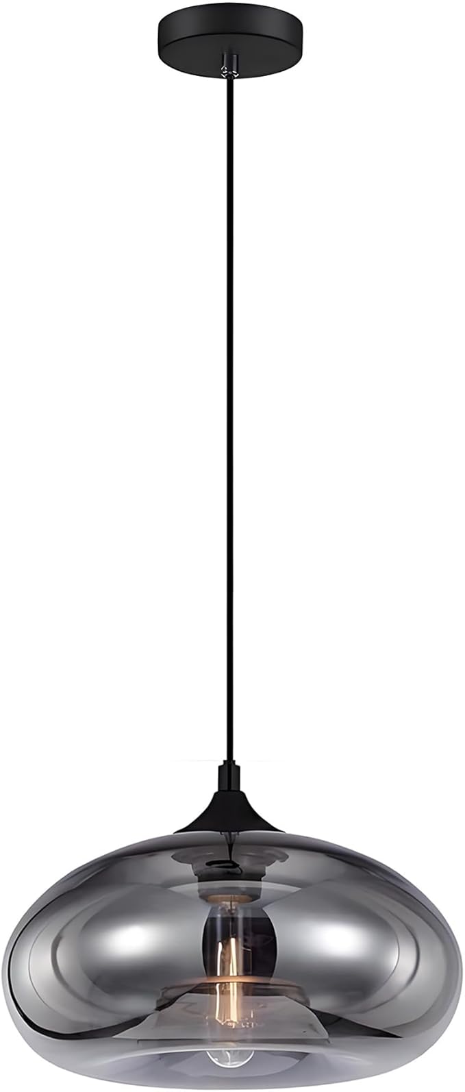 HJXDtech Moderne Plating Grijs Glas Hanglamp Fitting Industriële Vintage Loft Bar Plafond Opknoping Lamp DIY Kroonluchter photo 2