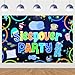 Sleepover Party Backdrop Boy Sleepover Decorations Pajama Pillow Nightcap Backdrop Neon Blue and Green Slumber Background Banner for Boys Pajama Party Bachelor Party Birthday Supplies 5x3ft