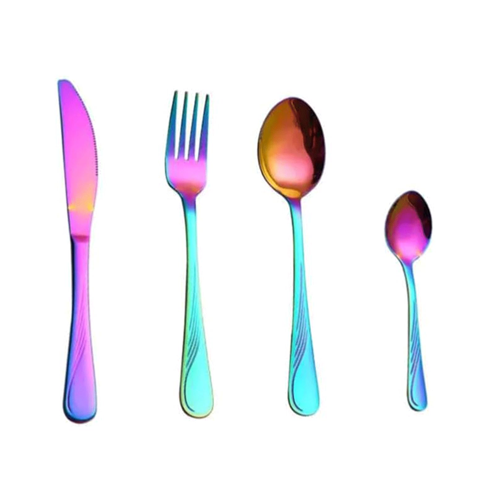 Ensemble d'argenterie Ensemble de Couverts colorés 3/4/5 pièces Couteau Fourchette cuillère fourchettes à dîner en Acier Inoxydable Service de Table Poli Miroir