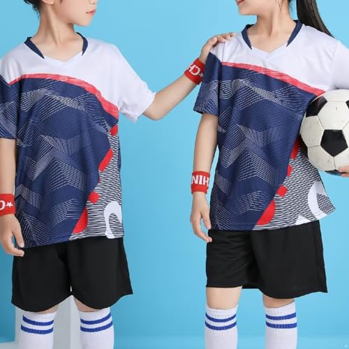 Kids Boys 2-Piece Sport Set V-Neck T-shirt with Shorts for Workout Football Practice Blue 2-3 Years4