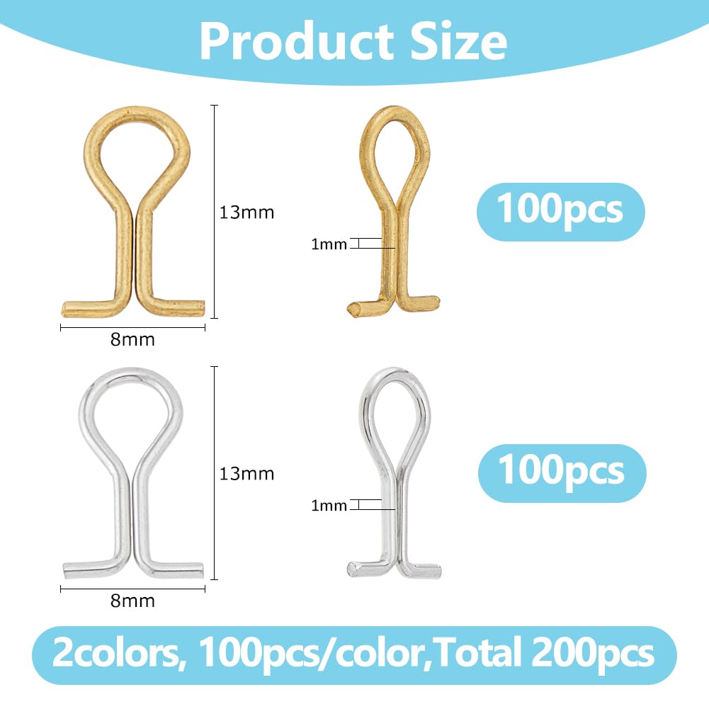 SUPERFINDINGS 200Pcs 2 Colors Fishing Sinker Eyes Eyelet Brass Sinker Eyes Eyelets DIY Fishing Lures Eyelet Silver Golden Loop Fishing Sinker for Weight Molds Tackle Accessories