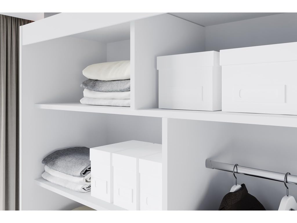 P3 180 cm Weiß Schiebetüren Kleiderschrank 180x215x58 cm mit Spiegel - Schlafzimmermöbel, Aufbewahrung - Mehrzweckschrank