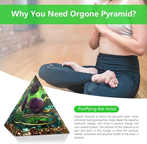 Orgone Pyramid Healing Crystal Pyramid with Tree of Life Amethyst Crystal Stone for Positive Energy Chakra Healing Meditation Yoga, Orgonit Pyramid Attract Lucky Health Weath Home Decor -6CM