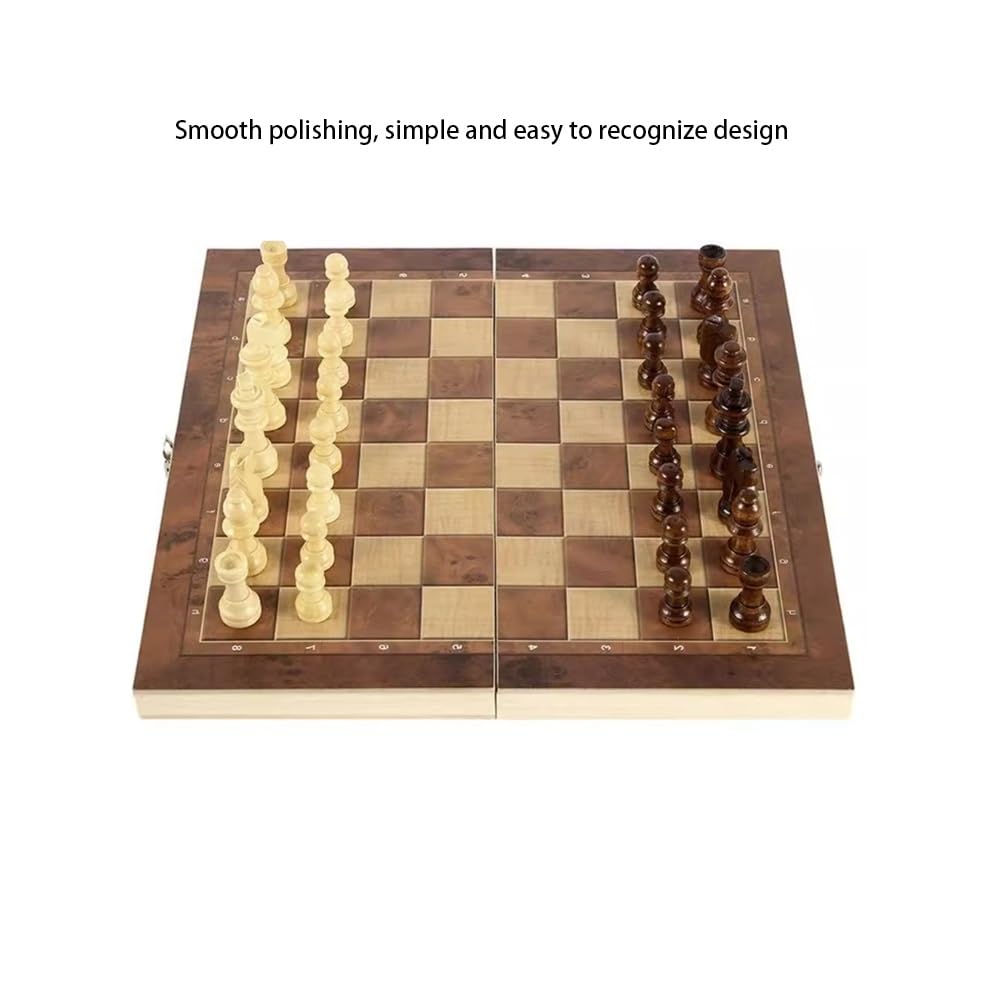 Set di Scacchi Classico 3 in 1 e Gioco Internazionale da Competizione Standard per Decorazioni Regalo, Decorazioni per la Scuola (Marrone M)