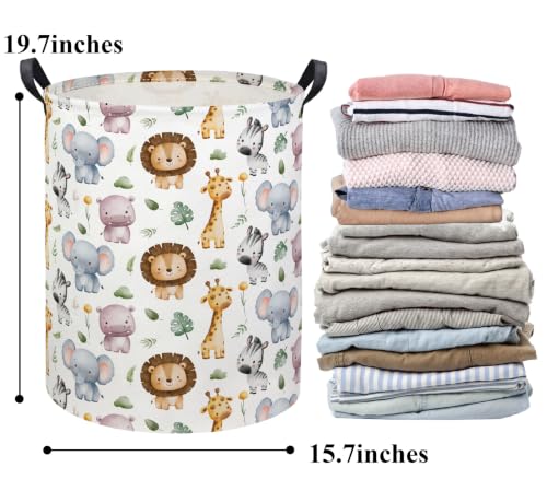 Image of Kids Laundry Basket Baby Hamper for Nursery Storage Bin Organizer (Animal)