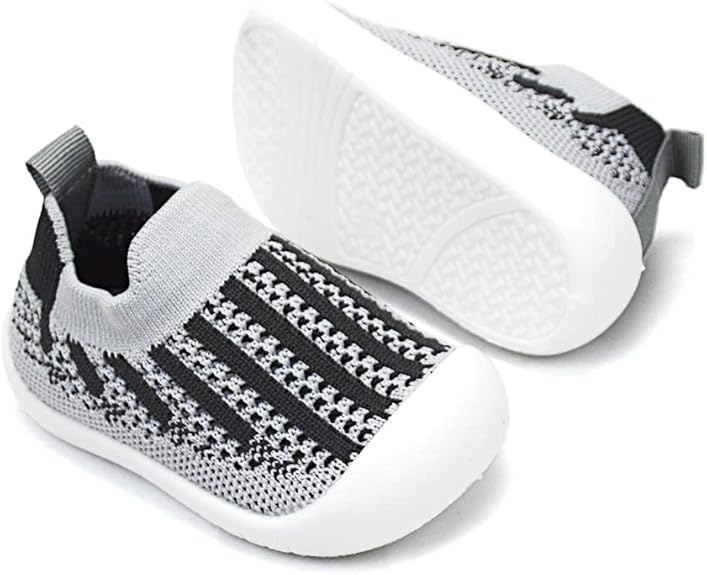 TS with TECHSUN Lightweight Baby Boy Girl Soft Soles Shoes, Summer Casual Sneakers Floor Socks, Toddler First Walking Running Kids Boots (Grey, UK Footwear Size System, Little Kid, Numeric, Wide, 6)