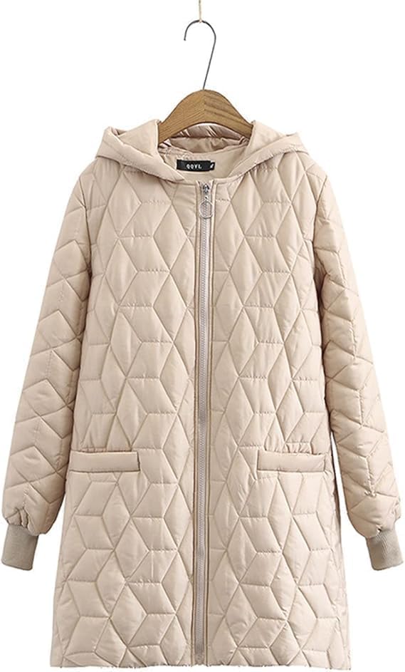 Doudoune à capuche grand manteau en coton mince et chaud femme XL