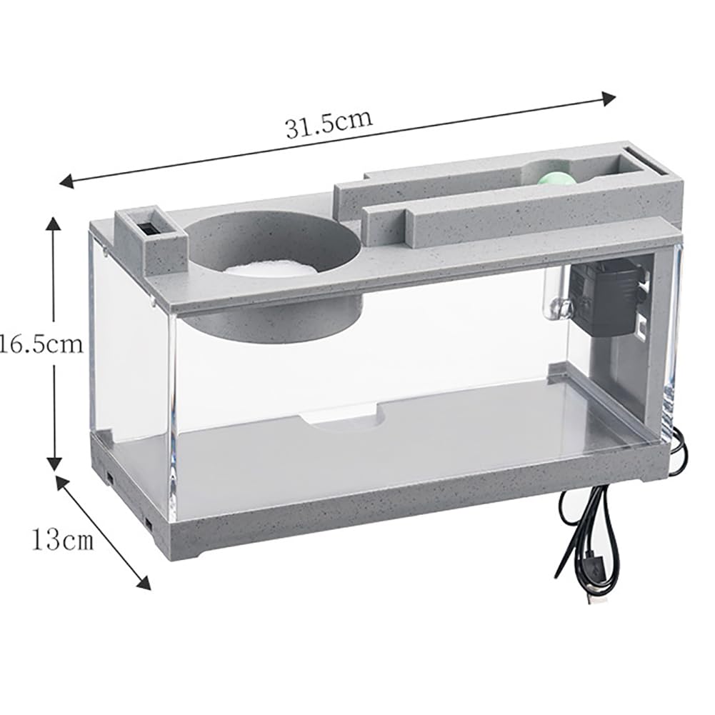 Acuario con Textura De Piedra De Plástico, Pecera Tropical De Mesa con Almohadilla Térmica Extraíble, Kit De Pecera Betta De Escritorio, Iniciador De Peces para Mascotas Pequeñas para Oficina