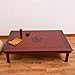 Rectangle 120x80cm Korean Dining Table Folding Leg Dining Room Furniture Asain Traditional Style Foldable Wood Carved Ding Table (Red Brown A)