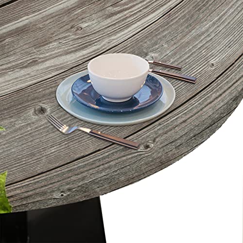 Sunflower Round Tablecloth Flowers Elastic Edge Wood Grain Fitted Table Cover Waterproof Wipeable Round Table Cloth For Parties Outdoor Patio Dining Table Decor Pad Cloth (Fit For 36"-42" Table) #TOP4