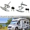 Truck Cap Locking T-Handles, Zinc Alloy T-Handle Locking Lock Cam Kit With 2 Keys, Camper Shell Locks T-Handle Canopy Replacement Lock(B) #2