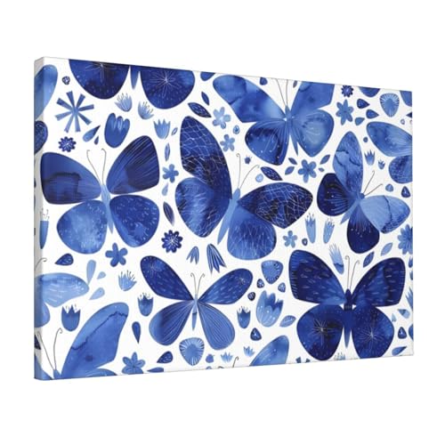 Impression sur toile papillons bleus pour une chambre apaisante ou un bureau élégant
