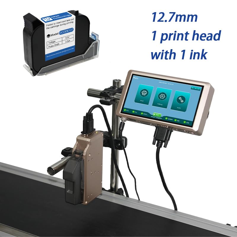 Image of PRX1000 Thermal Inkjet Printer 6.5inch Capacitive Screen Online Inkjet Printer Expiry Date Text Barcode Batch Number Coder(1 Print Head 1 Ink)