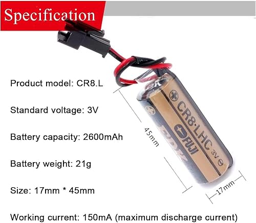 Miniatura 2 de BUCADU 2 Pack CR8.LHC 17450 3V 2600mAh Battery Non-Rechargeable Battery Replacement for Toto CR8-LHC TH559EDV410R Automatic Toilet Flusher