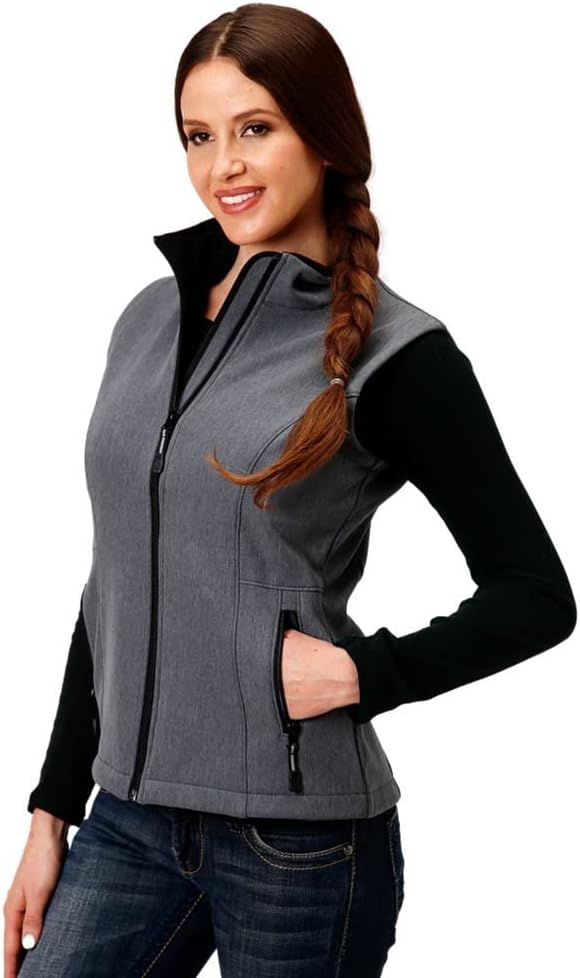 WOMENS TECH HEATHERED GREY SOFTSHELL VEST