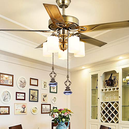 Image of 2pcs Purple Crystal Fan Pull Diamond Drop Vintage Ceiling Pull Chain Extender with Connector