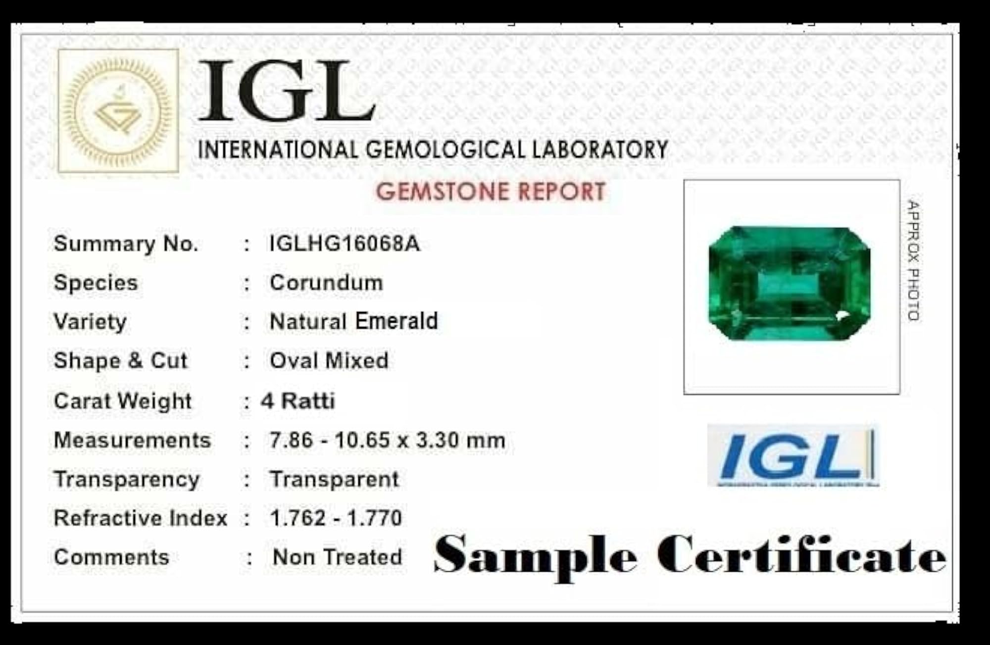 Original Certified Zambian Panna Stone Premium Haritmani Gemstone