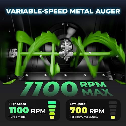 NovorikX 60V Self-Propelled 24-Inch Cordless Snow Blower, 20\" Intake Height, 200° Adjustable Chute & 0–80° Deflector, Throws up to 50 ft, LED Headlight, (2) 10Ah Batteries & Charger Included - Thumbnail 7