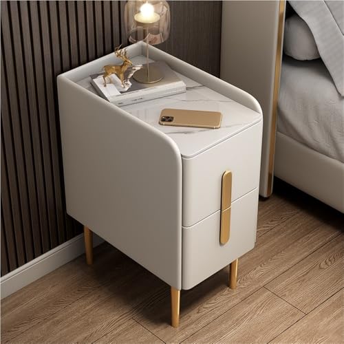 HJYBFA Mesita de Noche Estrecha, Mesa Auxiliar Minimalista Moderna, 2 cajones, mesitas de Noche para sofá, Ideal para Dormitorio, Estudio y Sala de Estar (Naranja, 35 cm)