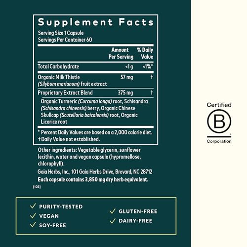 Gaia Herbs Liver Health - Liver Supplement with Milk Thistle, Turmeric Root, Schisandra & Licorice Root for Liver & Cleanse Support* - 60 Vegan Liquid Phyto-Capsules (30-Day Supply) - Thumbnail 3