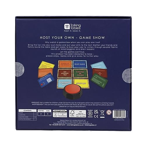 Talking Tables Host Your Own Gameshow Quiz Game with Buzzer Interactive and Fast Paced Fun for Friends and Family to Play at Christmas, New Year or Any Party Ideal Xmas Gift. for Ages 9+ Players 5+ : - Image 4