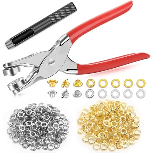 GRHONC ハトメパンチ 12mm ハトメパンチセット 150組 穴あけポンチ DIY レザークラフト 布 革 ブルーシート (12mm 150組)