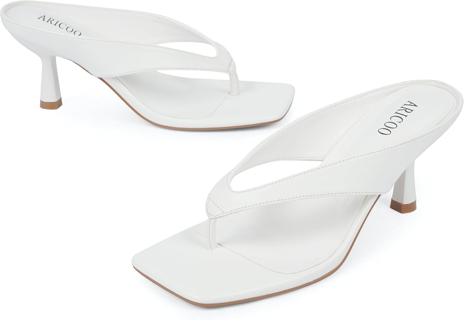 Kitten Heels for Women Flip Flop Thong Heel Square Open Toe Low Heel Slip On Slides for Daily Party Summer Dressy Sandals - Image 6