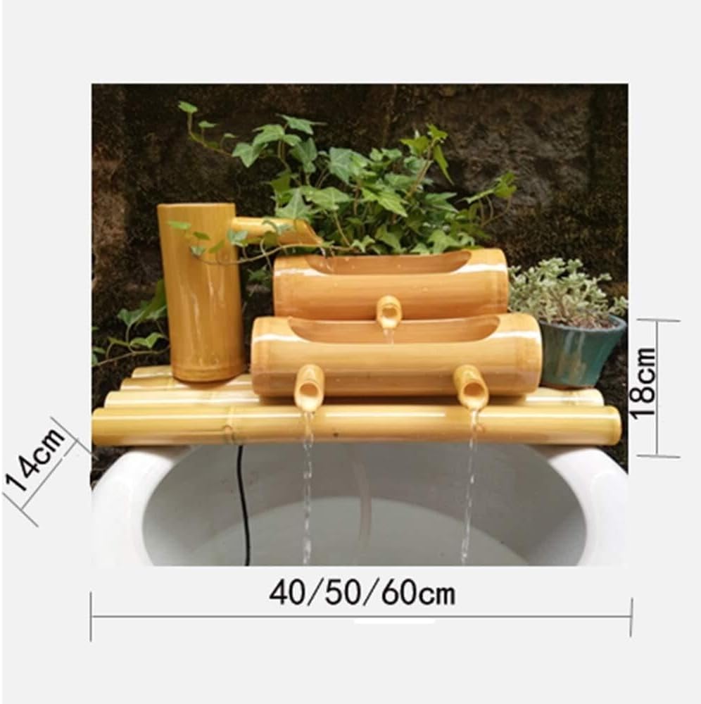 Handmade Bamboo Fountain Garden Water Feature – Outdoor Fountain for Garden & Courtyard Decoration(45cm)