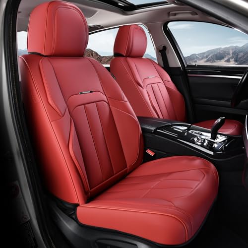 Image of Coverado Nappa Leather Car Seat Covers Front Set, Luxury Waterproof Seat Protectors, Airbag Compatible Anti‑Slip Auto Seat Covers, Universal Fit for Most Cars SUVs Trucks Pickup Vehicles