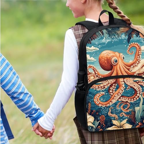 Modysero Personalized Boys Girls Backpack Set 2 Piece Octopus School Backpack Set for Girls Boys Bookbag with Lunch Bag Novelty Lightweight 17 Inch Kids Bags Set3