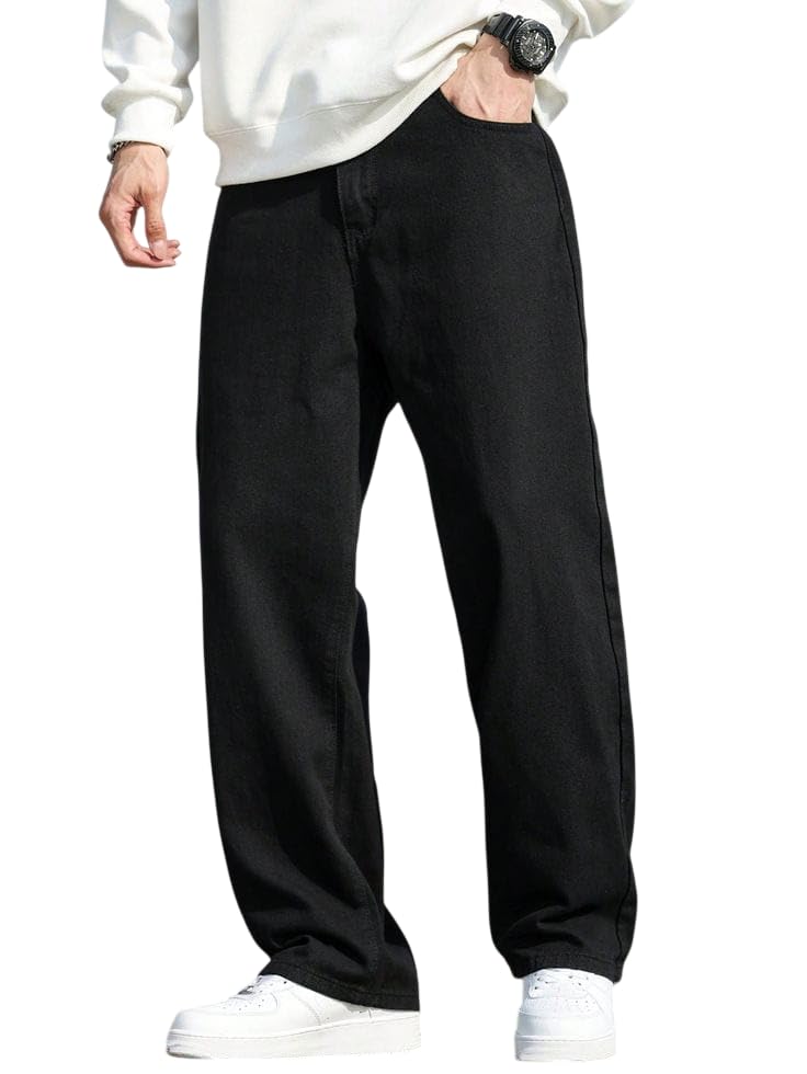 Image of Men Loose Fit Mid Rise Grey Jeans | Ankle-Length Trendy Denim for Smart-Casual Wear | Comfortable Everyday Jeans for Men | Modern Stylish Casual Outfit