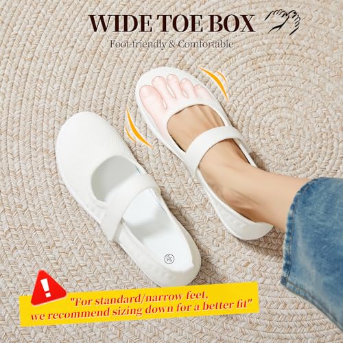 Image of Waluzs Wide Toe Box Flats Shoes Women Knit Ballet Flats Mary Jane Dress Flat Wide Width Walking Shoes Slip-on with Strap
