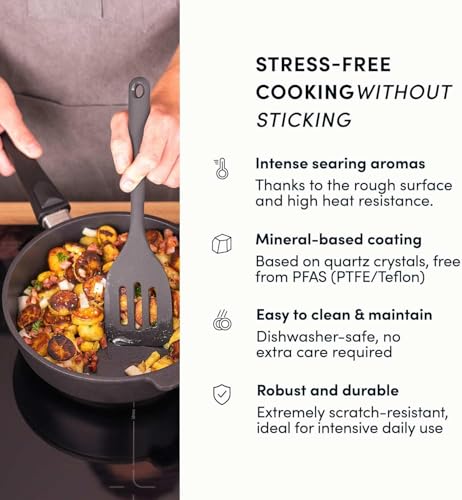 Hoffmann 11" BEST Nonstick Frying Pan with Lid – PFAS-Free, Made in Germany, High-Sided Premium Skillet, Removable Handle, Induction Ready, Heavy Cast Aluminum (StonIQ Series) - image 4