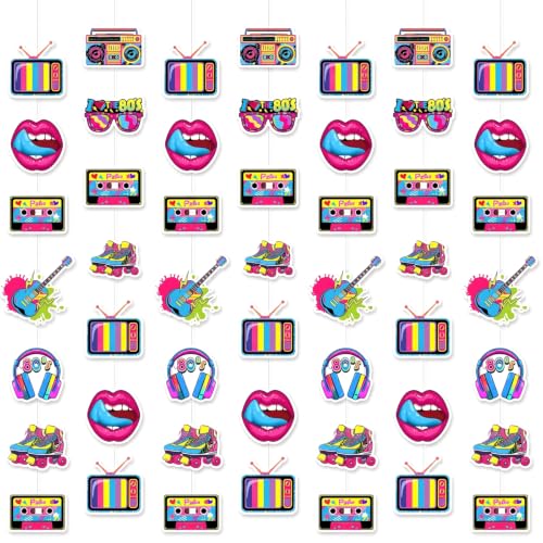 Pajean 8 Pcs 80s Party Decorations Hanging Swirls, Retro Disco Birthday by Pajean - Used condition - US$7.37