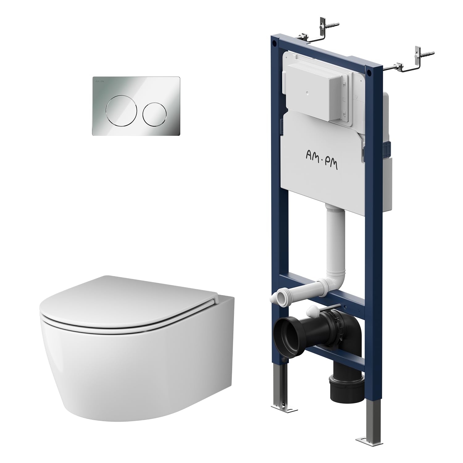 Element podtynkowy do toalety naściennej, podtynkowa spłuczka klozetowa, element instalacyjny WC, element montażowy bez płyty spustowej AM.PM II12709 Prime Fit