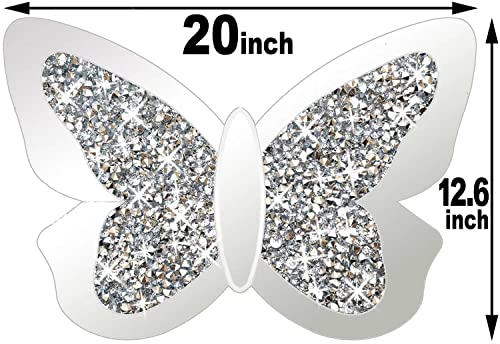 Xihacty Large Butterfly Shaped Mirror For Home Décor, Crystal Crushed Diamond Silver Mirror,12.6’’X20” Butterfly Decorations For Room Decor For Kids Nursery Classroom Wedding Décor. #TOP6
