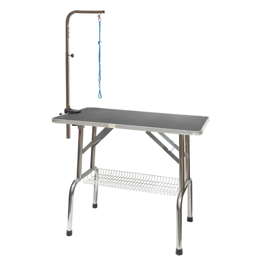 Go Pet Club Heavy Duty Stainless Steel Pet Dog Grooming Table with Arm, 30-Inch