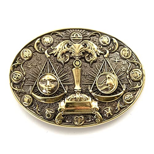 Libra belt buckle, Horoscope Astrological Zodiac Sign solid brass belt buckle for casual belt for men and women