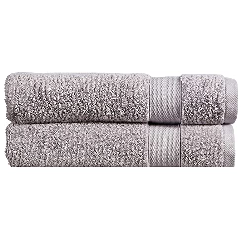 Christy Refresh Bath Sheet Towels | Set of 2 | Quick Dry | Gentle Pastel Tones | Soft Plush Large Bath Towels | Absorbent Shower Towels | 100% Cotton 550GSM | Dove Grey