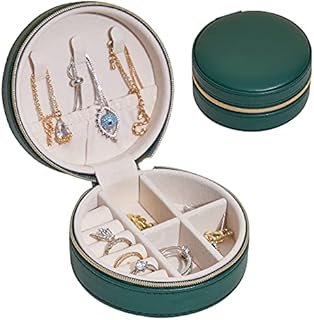 Jewelry Box for Women, Small Leather Jewellery Case for Kids Girls, Travel Organiser, A Gift for Her, Dark Green