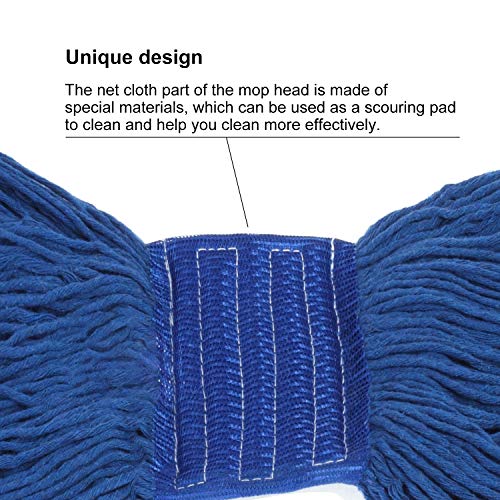 Image of Heavy Duty Wet Industrial Cleaning Mop Head - Mop Head Replacement Perfect Cotton Washable Mop Head Replacement for Commercial & Home Cleaning(Blue)