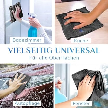 OXIRU® Mikrofasertücher 40x40 Set - Premium Geschirrtücher Mikrofaser, Streifenfreie Fenstertücher, Hochglanzfronten Tücher, Glastücher und Auto Microfasertücher – Bild 6