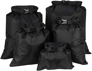 Fuyamp Dry Bag Waterproof Bag Set, 5Pcs Portable Big Capacity Combo Pouch with (1.5L+2.5L+3.5L+4.5L+6L) Ultralight Dry Sacks Outdoor Storage Bag for Camping Hiking Boating Rafting Drifting (Black)