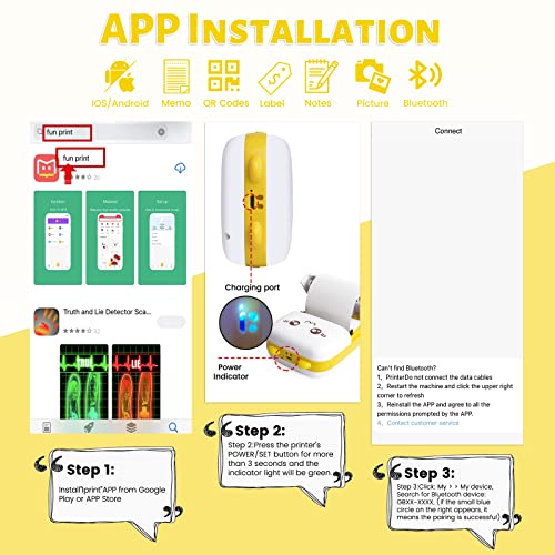 Mini Pocket Printer, Gifts For Kids, Portable Thermal Printer For Pictures/Retro Photos/Receipts/Notes/Lists/Label/ Memo/Qr Codes, Bluetooth Wireless Smart Printer With Android Or Ios App (Yellow) #TOP5