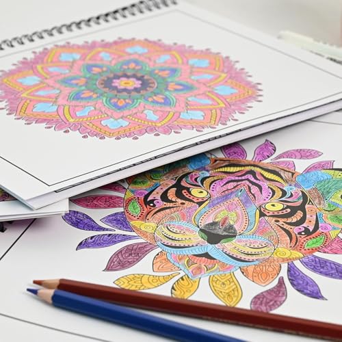 Pobuu 3 Pack Adult Colouring Book,60 Page Mandalas,Animal & Flower Patterns,Spiral Bound Colouring Books for Adults Relaxation, Anxiety Relief Gifts for Women - Image 5