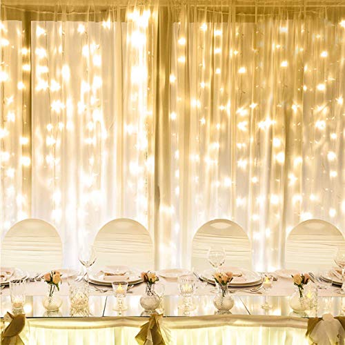 Lepro Luces de Cortina con Enchufe, 6m x 3m 594 LED 8...