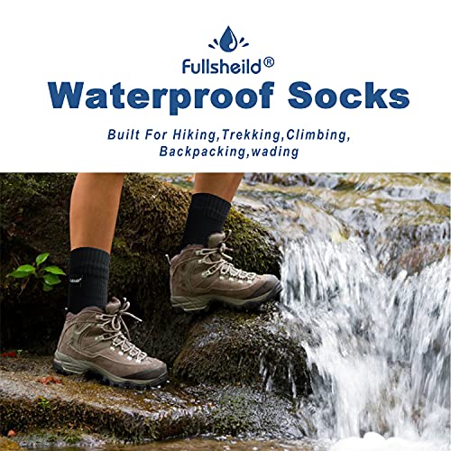 Fullsheild Men’s Waterproof Hiking Socks, Unisex Breathable Outdoor Athletic Hiking Wading Trail Running Skiing Crew Socks Black L #TOP2